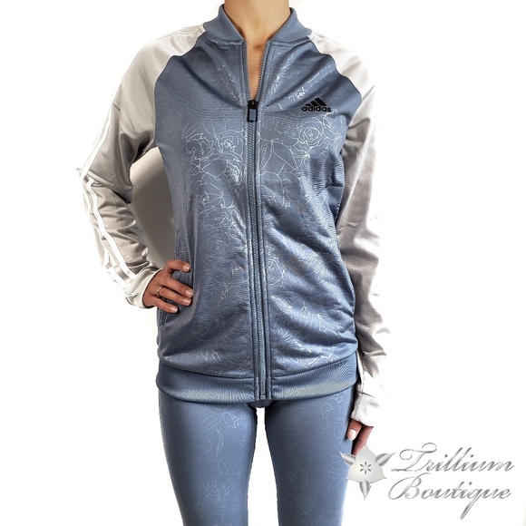 Adidas Women's Embossed Track Jacket Blue NWT! - Picture 2 of 5